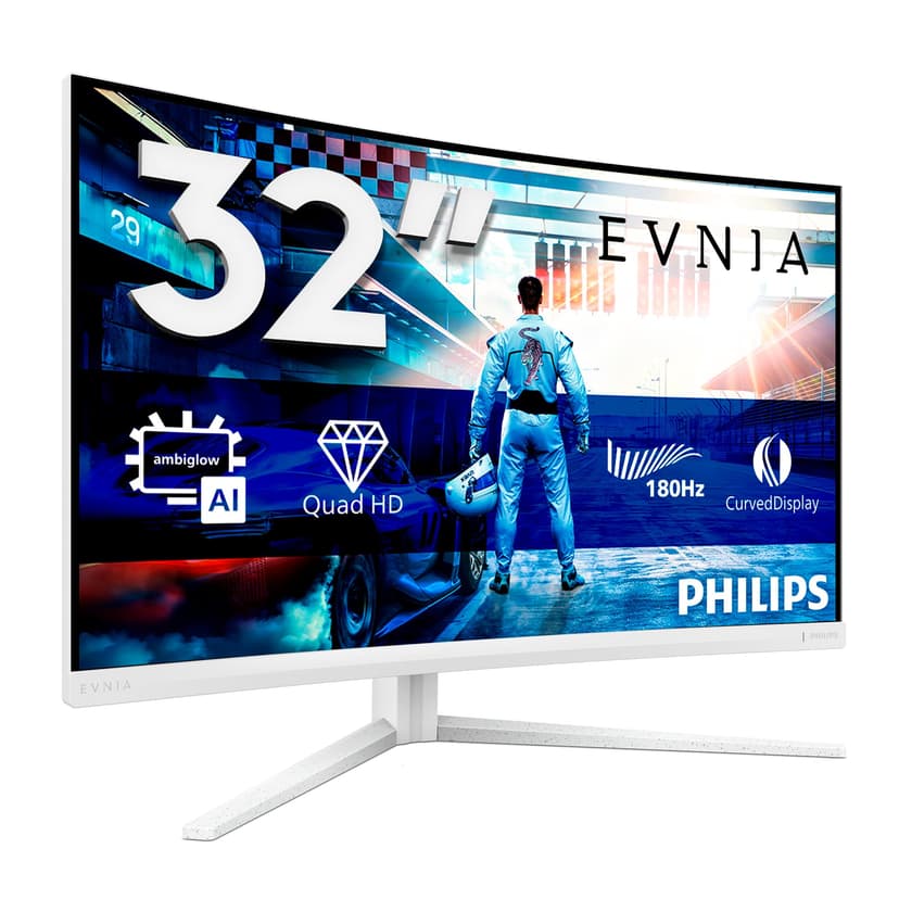 Philips Evnia 32M2C5501 - Moniteur de Jeu incurvé QHD 32 Pouces, 180 Hz, 1 ms GtG, FreeSync Premium (2560x1440, 2X HDMI 2.0, 1x DisplayPort1.4) Blanc - 1