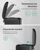SONGMICS Poubelle 30L, avec Pédale en Acier, Seau Intérieur et Couvercle, Poignée, Fermeture en Douceur, Hermétique, pour Cuisine, Salon, Noir LTB01BK - 3