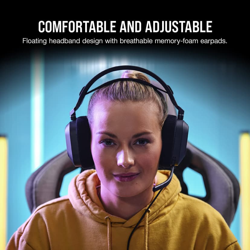 Corsair HS80 RGB USB Gaming Headset - Dolby 7.1 Surround Sound - Broadcast Quality Microphone - iCUE Compatible - PC - Black - 4