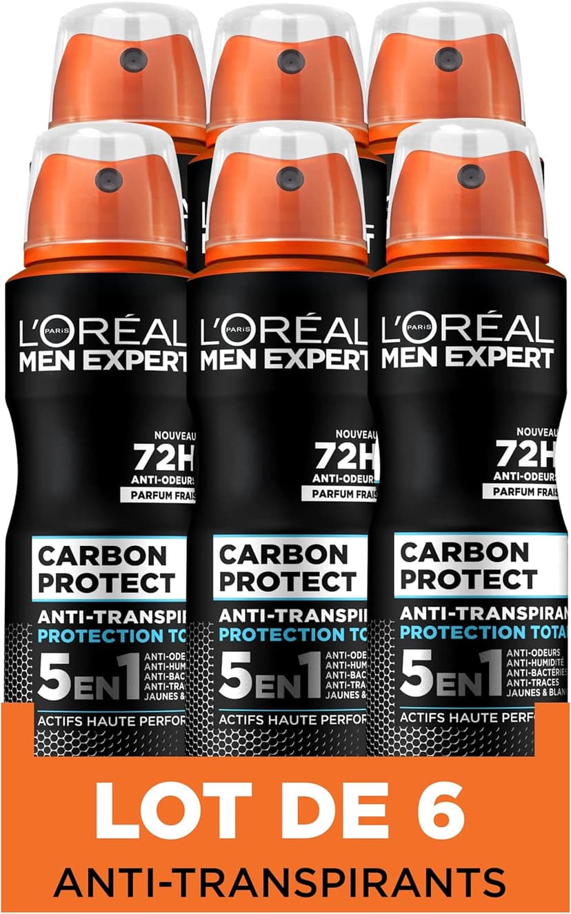 L’Oréal Paris Men Expert Carbon Protect Déodorant Spray 5en1-150ml - Lot de 6 - 1