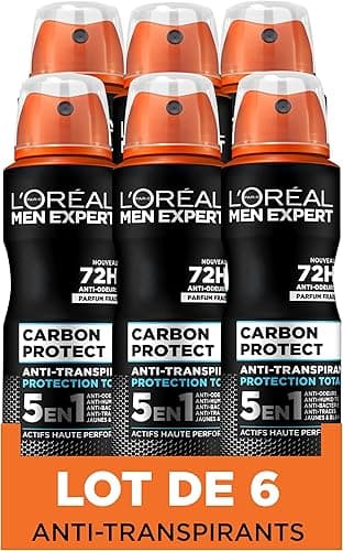 L’Oréal Paris Men Expert Carbon Protect Déodorant Spray 5en1-150ml - Lot de 6