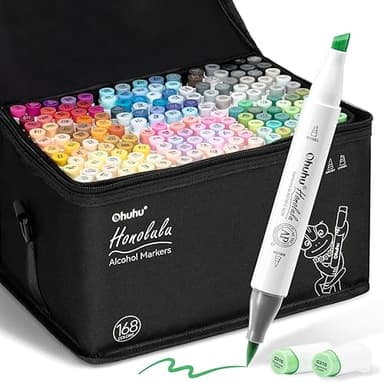 Ohuhu Feutre a Alcool 168 Colorés D'art, Pointe Double Fe…