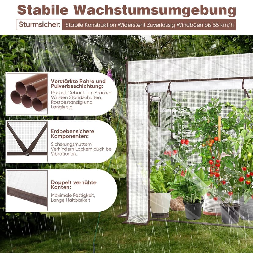 Sekey Greenhouse XL 200 x 77 x 146 / 170 cm / Foil Tomato Greenhouse / Walk-in Greenhouse Grow House / Plant House / Garden greenhouse / Plastic Greenhouse / Cold frame / Garden Grow House durable - 3