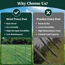 sptchapn 91cm / 3ft Strong and Durable Metal Fence Post, Pack of 5 for Garden Patio and Outdoor Wires U-Fence Post Green T-Posts (5) - 5