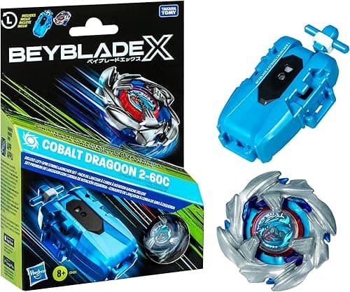 Beyblade X Cobalt Dragoon 2-60C Deluxe Left-Spin String Launcher Set