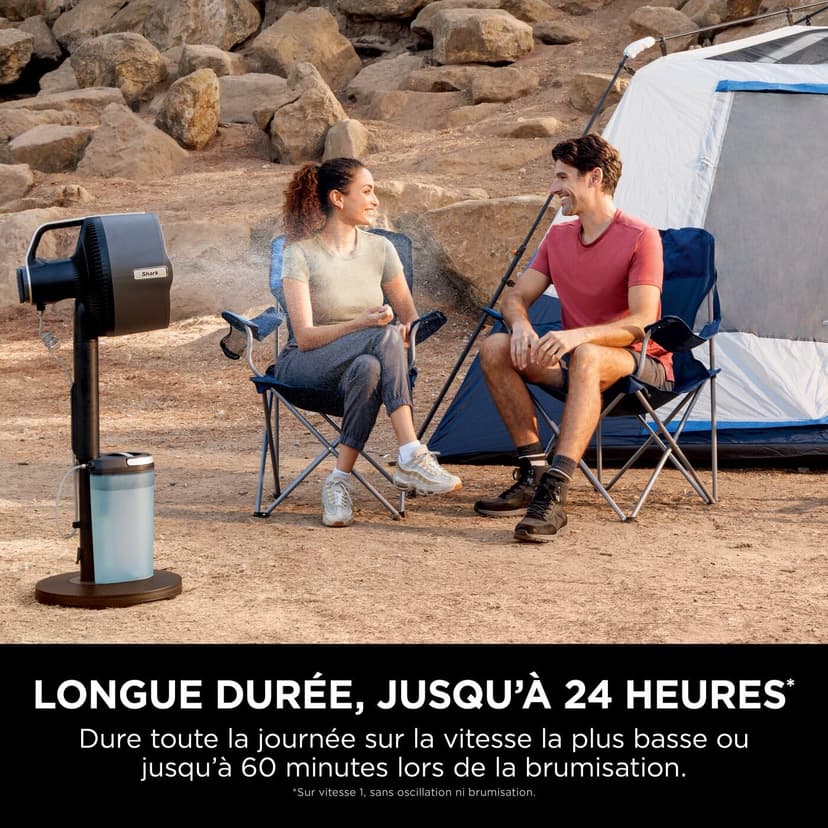 Shark FlexBreeze Pro Mist Ventilateur intérieur/extérieur sans fil, Brumisateur portable, Portée 20 m, Sur pied ou de table, 5 vitesses, Silencieux, Télécommande, Gris Charbon FA300EU - 7