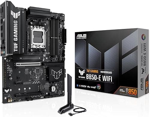 ASUS TUF Gaming B850-E WiFi, AMD ATX Motherboard, 8+2+1 Power Stages, DDR5 Slot, PCIe 5.0 Ready, 3 M.2 Slots, WiFi 6E, Ethernet Realtek 2.5Gb, USB-C 20Gbps, BIOS Flashback and Aura Sync