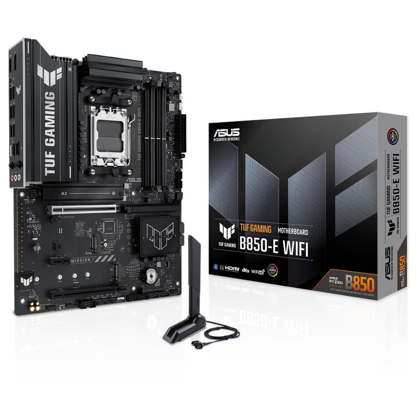 ASUS TUF Gaming B850-E WiFi, AMD ATX Motherboard, 8+2+1 Power Stages, DDR5 Slot, PCIe 5.0 Ready, 3 M.2 Slots, WiFi 6E, Ethernet Realtek 2.5Gb, USB-C 20Gbps, BIOS Flashback and Aura Sync - 1