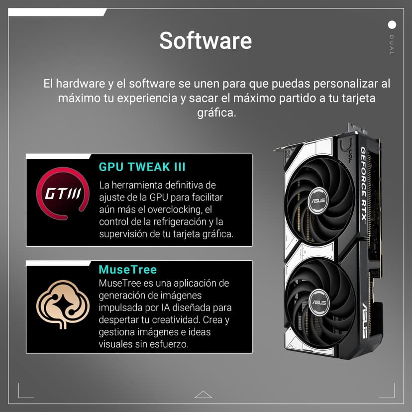 ASUS DUAL RTX5070 OC, PCIe5, 12GB DDR7, HDMI, 3 DP, 2572MHz Clock, Overclocked, Compact SFF-Ready - 8