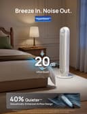 DREO 20dB Silent Tower Fan, 28 ft/s Velocity Electric Cooling Fan with Remote, 90° Oscillating 8 Speeds 4 Modes 8H Timer LED Display, DC Motor Quiet Standing Bladeless Floor Fans for Bedroom, White - 3