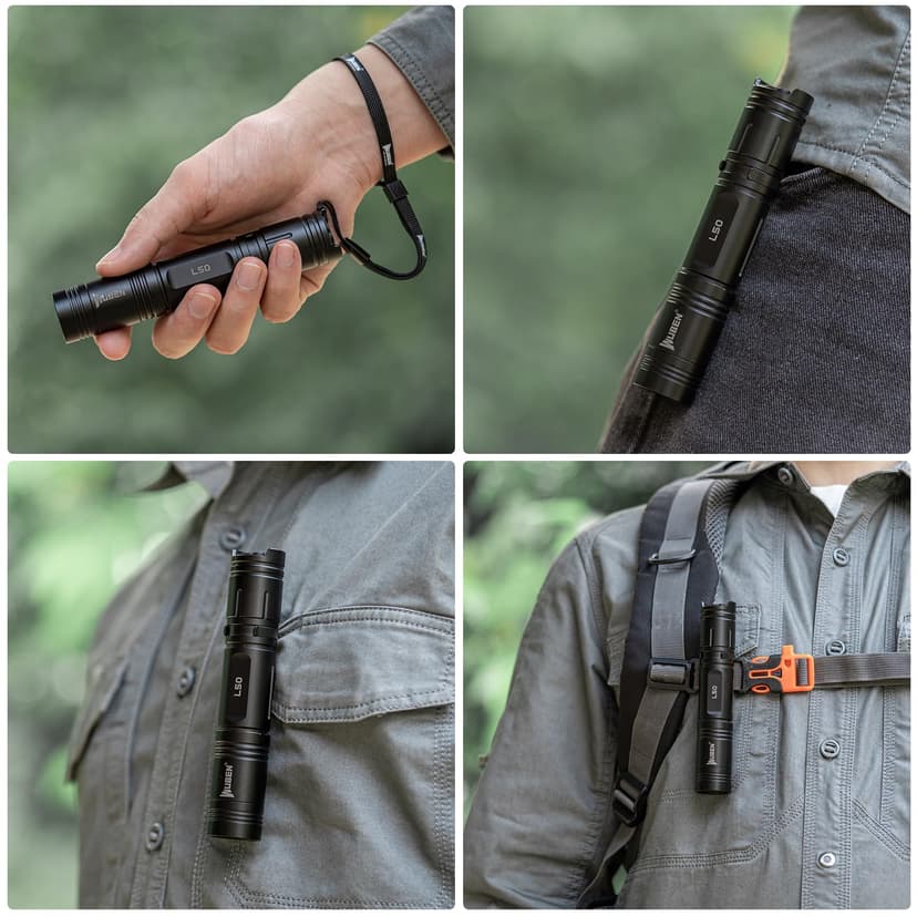 WUBEN L50 Ultra Powerful LED Torch, 1200 Lumens, IP68 Waterproof Tactical Torch, 5 Modes Military Flashlight for Camping Hiking Emergency - 7