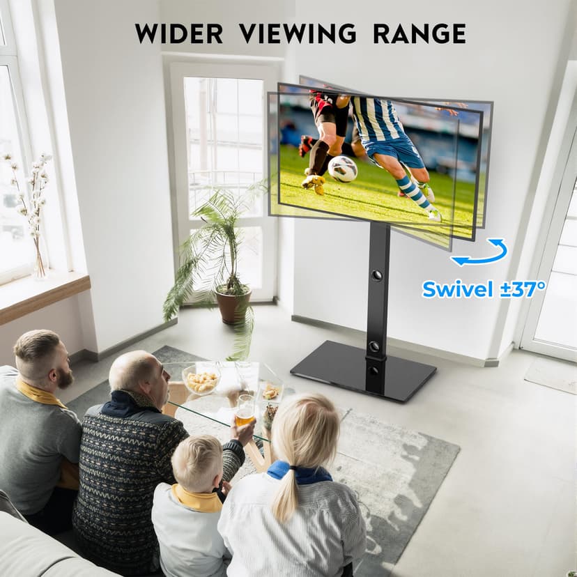 BONTEC TV Floor Stand for 30-70 Inch LED LCD OLED Flat Curved TVs, Height Adjustable Tall Swivel Standing TV Stand, Universal Freestanding Floor Standing TV Stand Base up to 40kg, Max VESA 600x400mm - 5