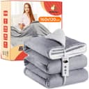 Mia&Coco Electric Heated Blanket Throw Flannel Sherpa Fast Heating 120x160cm, 10 Heat Levels & Up-to-9-Hours Auto-Off Timer & LED Display, for Home Office Use, Machine Washable, ETL Certified, Gray - 1