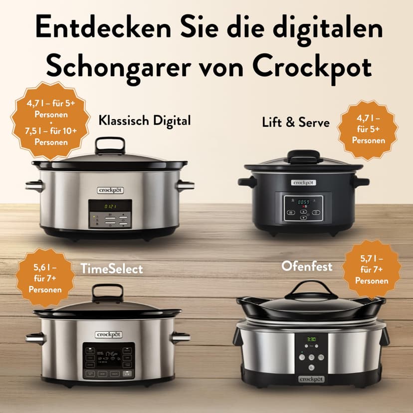 Crockpot Lift and Serve mijoteuse numérique | 4,7 litres (jusqu'à 5 personnes) | avec couvercle articulé et minuteur programmable à rebours | [CSC052X], Noir - 7