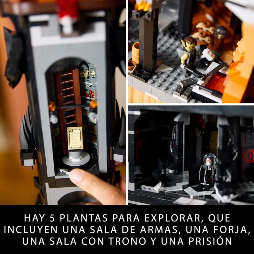 LEGO Icons Le Seigneur des Anneaux : Barad-dûr - Set de Construction de la forteresse - Idée de Cadeau pour Adultes - Minifigurines de Sauron, Frodon, Sam, Gollum, Gothmog et des Orcs 10333 - 4