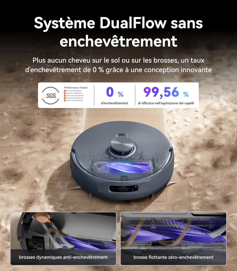 NARWAL Freo Z10 Ultra Robot Aspirateur Laveur, Balai Intelligent 18000Pa - Extension Serpillère Dynamique, Système Anti-Enchevêtrement, Nettoyage Humide/Sèche, Station Tout-en-Un - 6