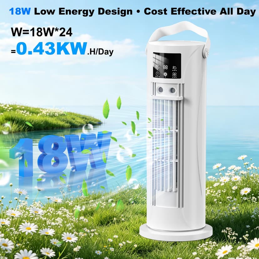 Climatiseur Mobile 4 en 1 Silencieux 28dB, Rafraîchisseur d’Air Mode Tempête, Oscillation 120°, 4 Vitesses Vent Naturel 3D Sommeil, 2 Brumisations, Minuterie 8H pour Chambre Bureau（Blanc ） - 7