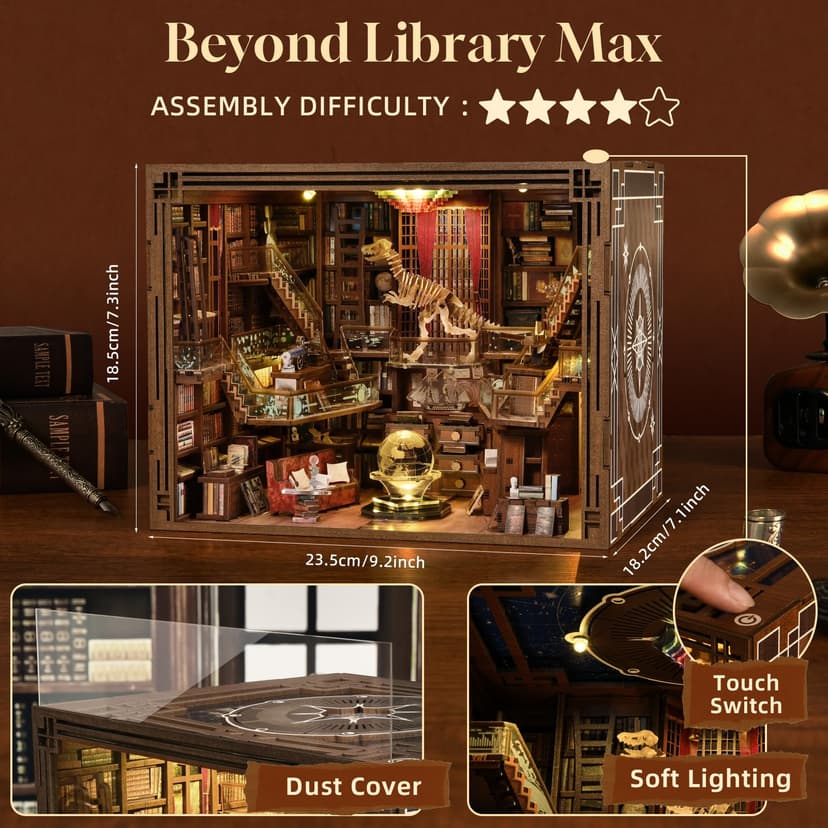 MiniCity Book Nook Kit, DIY Miniature Dollhouse Booknook Kit (Beyond Library Max) - 2