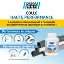 GEB Colle haute performance 250 ml polyvalente pour assemblage de canalisations en PVC - Pour réseau avec pression d'eau froide/chaude sanitaire et réseau d'évacuation des eaux usées - 3
