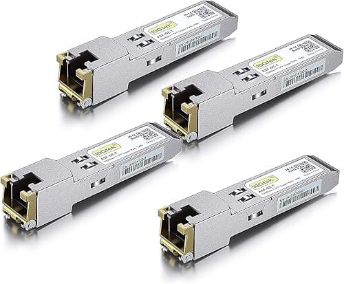 10Gtek [4 Pack] 1G SFP to RJ45 Module 100-meter, 1000Base-T Copper Transceiver, Compatible for Cisco GLC-T/SFP-GE-T, Meraki MA-SFP-1GB-TX, Ubiquiti UniFi UF-RJ45-1G, Netgear, Zyxel, D-Link and More