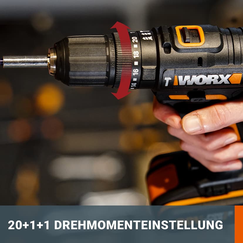 WORX - Cordless Impact Drill 20V - 50Nm - φ13mm - WX370.9 (Delivered Without Battery or Charger, with Double end) - 4