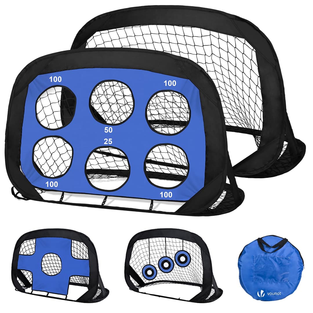 VOUNOT® Set of 2 Pop up Goals for Kids, 4-in-1 Football N…