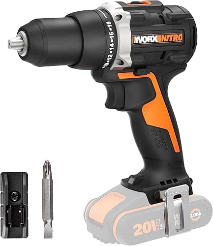 WORX WX102.9 Cordless Drill 20V - Brushless, 60Nm, 2-Speed, LED Light - Drill & Screws - No Battery & Charger