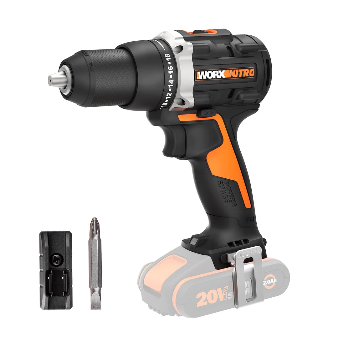 WORX WX102.9 Cordless Drill 20V - Brushless, 60Nm, 2-Speed, LED Light - Drill & Screws - No Battery & Charger