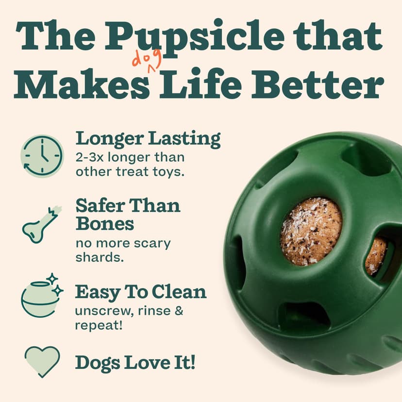 WOOF Pupsicle and Treat Tray - Long-Lasting Fillable Treat Toy and Silicone Molds for Dogs - Reusable, Dishwasher Safe - For Large Dogs 25-75 lbs - 3