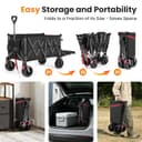 YEAUPE PRO Handcart Foldable 200-300L 150 kg, Foldable Handcart with Parking Brake, 4-Way Folding, Height Adjustable for Camping, Beach Trolley, Garden, Shopping, Black - 8