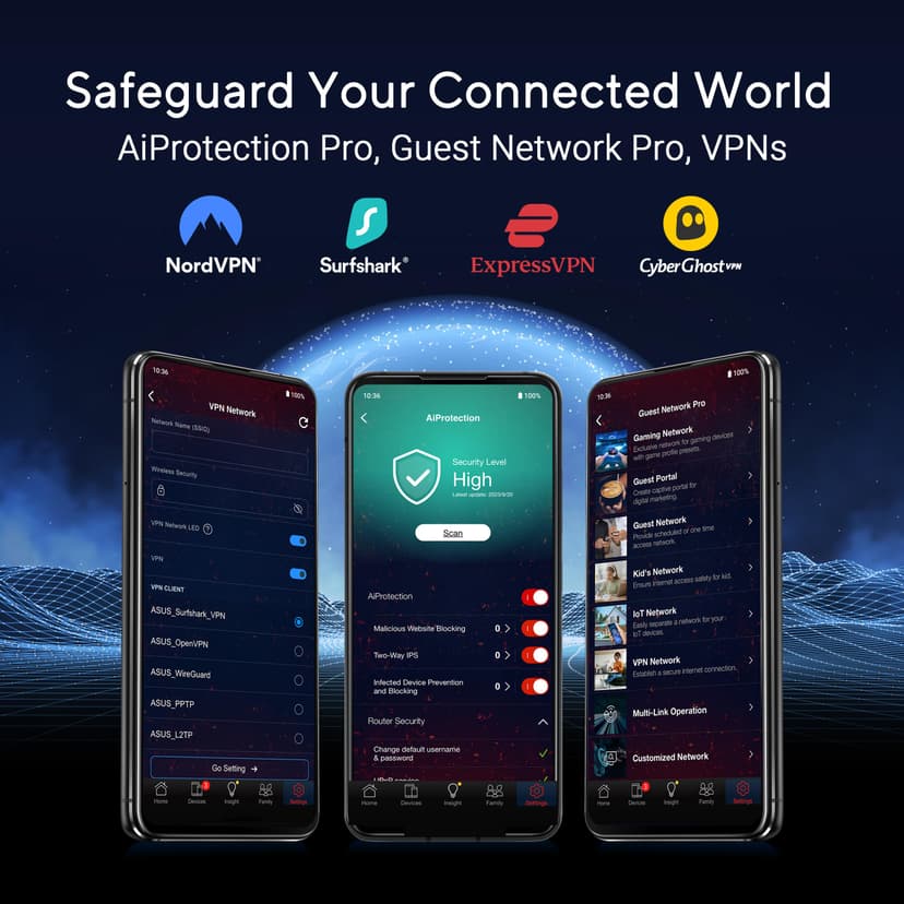 ASUS ROG Rapture GT-BE19000 Tri-band WiFi 7 Gaming Router (320MHz Channels & 4k-QAM, MLO, 2x 10G ports, AI WAN detection, Triple-level Game Acceleration, AiMesh, free network security, VPN features) - 6
