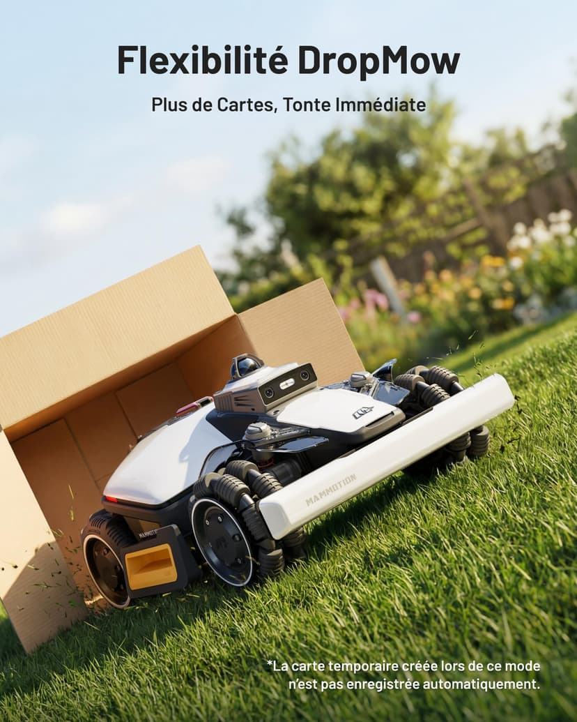 MAMMOTION LUBA Mini 2 AWD 1500 Robot Tondeuse sans Fil avec Mini Garage et Support de Nettoyage, 360° LiDAR & Double Caméra IA, Disque de Bordure, Hauteur Auto, Pente 80%, DropMow, Gestion Multizone - 7