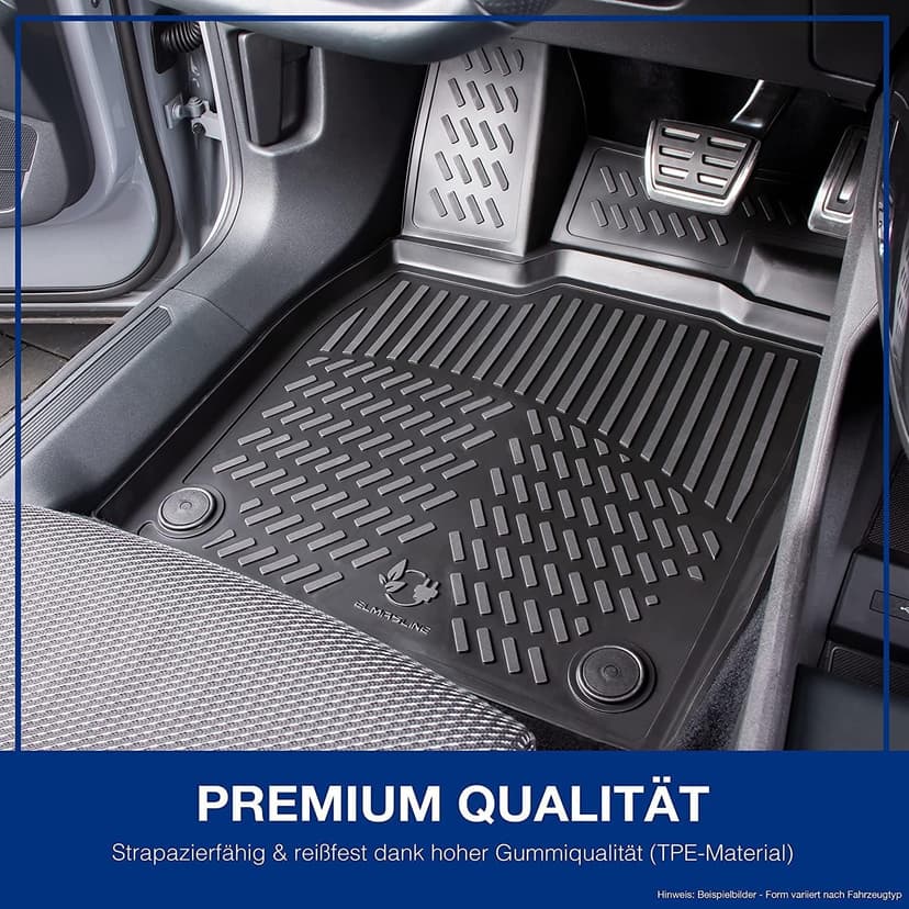 ELMASLINE Tapis en caoutchouc 3D pour Ford Ranger 2 (2022-2025) | Accessoires de tapis de sol | Bord extra haut de 5 cm | 2ème rangée ne convient pas à la cabine supplémentaire !! - 2