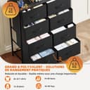 Somdot Tall Chest of Drawers for Bedroom with 8 Drawers, Wide Storage Organiser Fabric Dresser for Closet Nursery Bedside Living Room Laundry Entryway Hallway, Black - 5