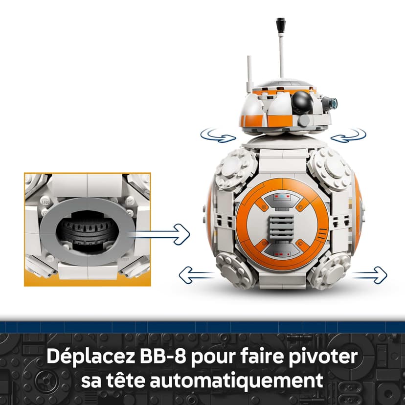 LEGO Star Wars 75452 Droïde Astromécano BB-8 - Maquette de Figurine de Droïde - Jouet de Construction avec Tête Pivotante & Roue - Décoration de Chambre - Cadeau pour Garçon, Fille & Fans dès 10 Ans - 3