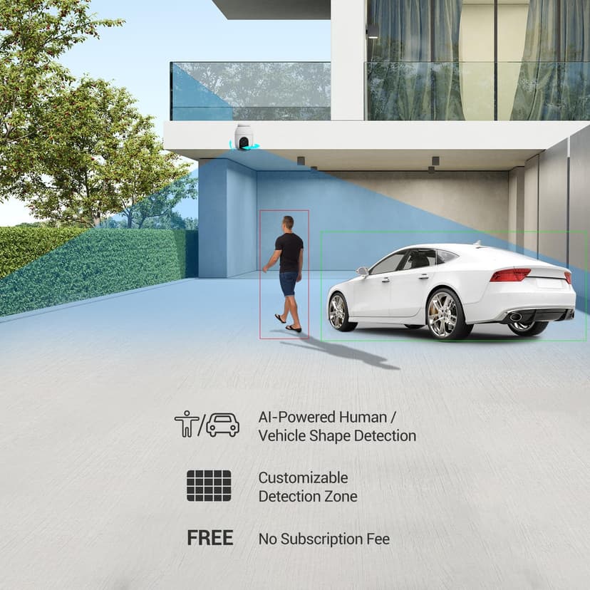 EZVIZ 2.5K Wifi Security Camera Outdoor Wired, No Monthly Fee, PTZ 360°, 512GB Supports, Starlight Color Night Vision, Human/Vehicle Detection, Auto-Track, CCTV Camera System, Alexa/Google (C8c 4MP) - 4