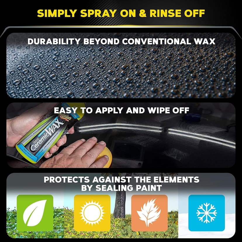 Meguiar's Hybride keramische vloeibare autowas, geavanceerde SiO2-technologie voor eenvoudige keramische bescherming, langdurige waterkralen en verfafdichtingsmiddel, eenvoudige afveegtoepassing, 473 - 3