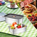 Gamexop 1.5L Stainless Steel Containers with Lids Leak Proof & Airtight for Electric Lunch Box Replacement Kit, Bento Lunch Box for Meal Prep,Fruit,Snack,Freezer, 2-Pack - 6