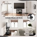 FITUEYES TV Floor Stand on Wheels for 40-85" Screens, Rolling TV Stand Cart with Peg Board, Height Adjustable, Lockable Casters & Storage Cabinet Holds 60kgs, Black, K Series - 5