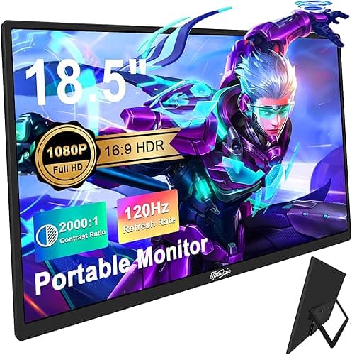 Tpsmtdis Écran Portable 18,5 Pouces, Moniteur de Jeu pour Ordinateur avec 120Hz, de Voyage,300 Nits Plug & Play, avec Double Haut - Parleurs. Écran Externe pour PC, Tablette, Mac, Xbox, PS3/4/5