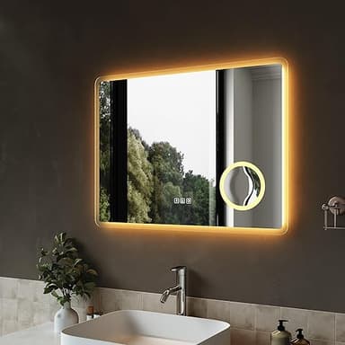 SIRHONA Bathroom Mirror with 3x Magnifying Glass 100 x 60…