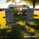 tectake® Set of 2 Folding Camping Chairs with Adjustable Backrest & Soft Head Cushion, Durable Camping Chair Set with Weather-Resistant Frame, Folding Chair Set for Travel, Garden, Patio - Anthracite - 8