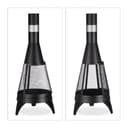 Relaxdays Cheminée de terrasse, avec Pare-étincelle, avec Grille et tisonnier, HxD : 120 x 47 cm, braséro Jardin, Noir - 6