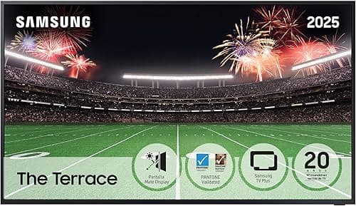 Samsung TV The Terrace 55" Neo QLED 2025 TQ55LST7TG, Écran Full LED Local Dimming Gold, Téléviseur sans Reflets, Utilisation en Extérieur, Smart TV, Quantum HDR, Indice de Durabilité IP55