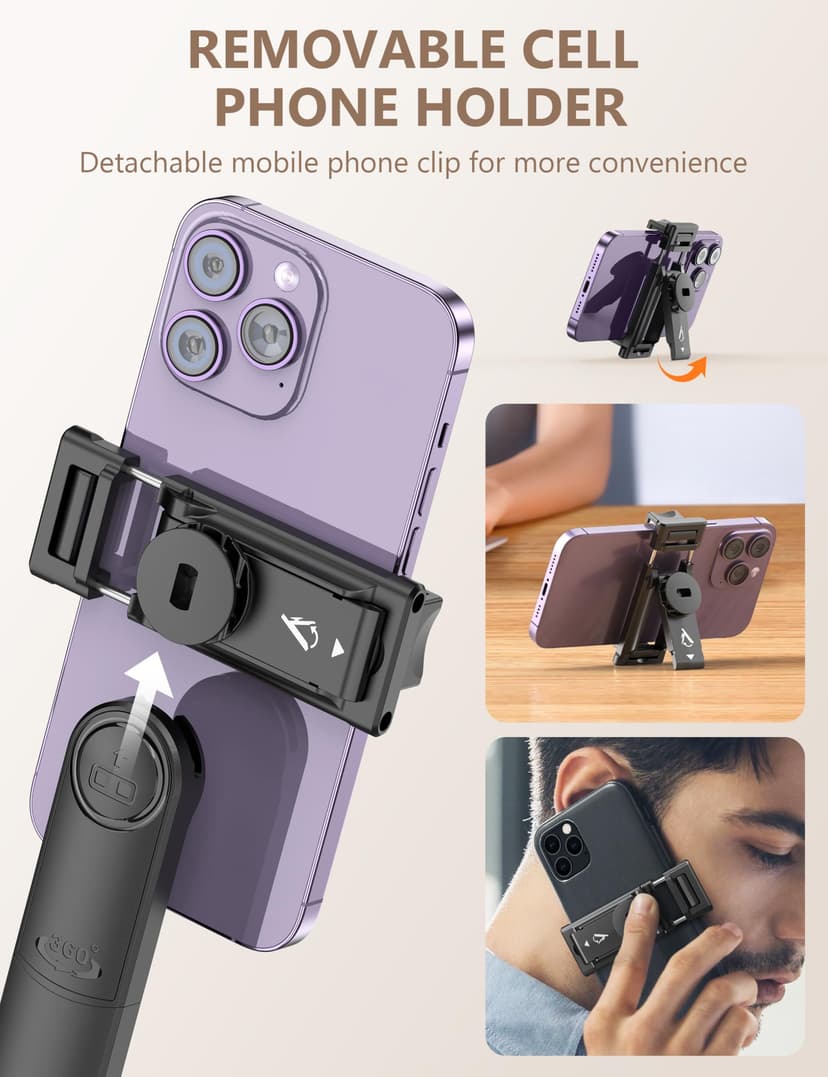 71" Phone Tripod & Selfie Stick,QIRITA Integrated Extendable Quadrapod for Smartphone, Stability on Four Axes, Portable Travel Tripod Stand with Remote Control for iPhone, Android, Camera&GoPro - 6