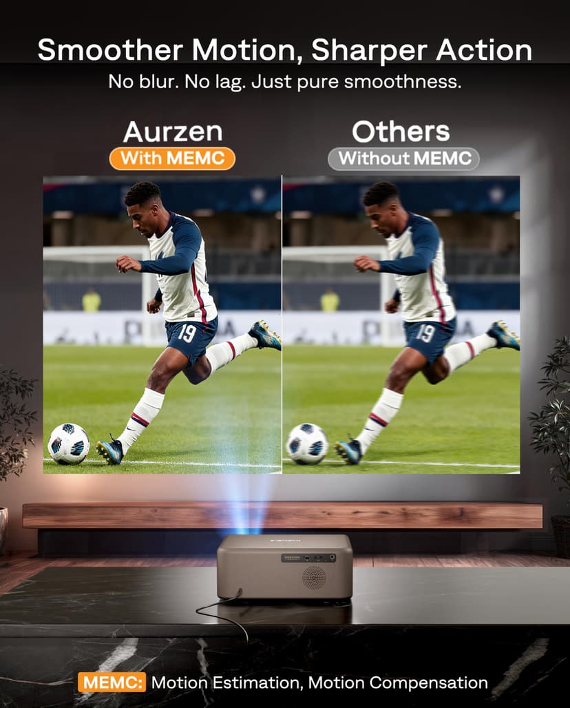 Aurzen EAZZE D1 MAX Upgraded Google TV Smart Projector 4K Supported, Ultra-Bright 1000 ANSI Lumens, MEMC Tech, Fully Automatics, 20W Dolby Audio, Home Theater Movie Projector with WiFi and Bluetooth - 4