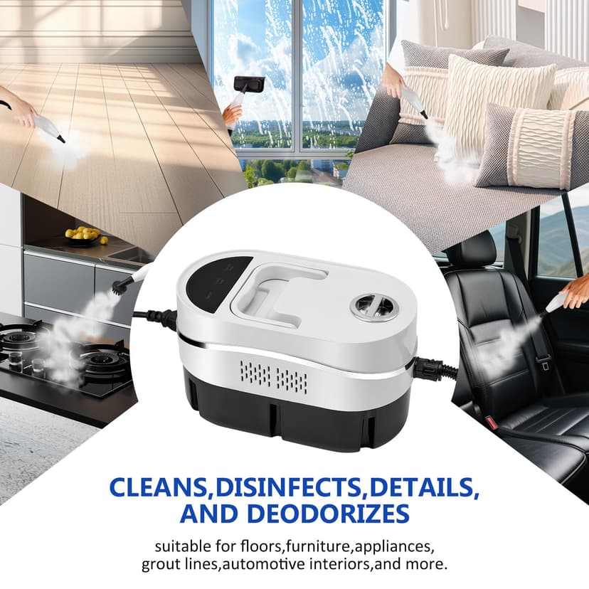 Nettoyeur Vapeur Portable 1200ML, 2500W Nettoyeur Vapeur Manuel avec 8 Accessoires, 4.5 Bar, Steam Cleaner pour Cuisine, Salle de Bain, Voiture, Sol, Canapé, Carrelage et Joints - 5