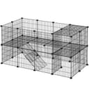 SONGMICS Pet Enclosure, LPI02H, 2 Levels, Modular Enclosure for Small Animals, Hamsters, Rabbits, Guinea Pigs, Mesh Panels, Indoor Use, 143 x 73 x 71 cm, Black - 1