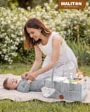 Maliton Nappy Caddy, Newborn Essentials for Diaper Caddy, Sturdy Portable Washable Baby Caddy with Detachable Compartments. Baby Shower Gifts for Mum, Nappy Organiser for Indoor Outdoor, Grey - 7