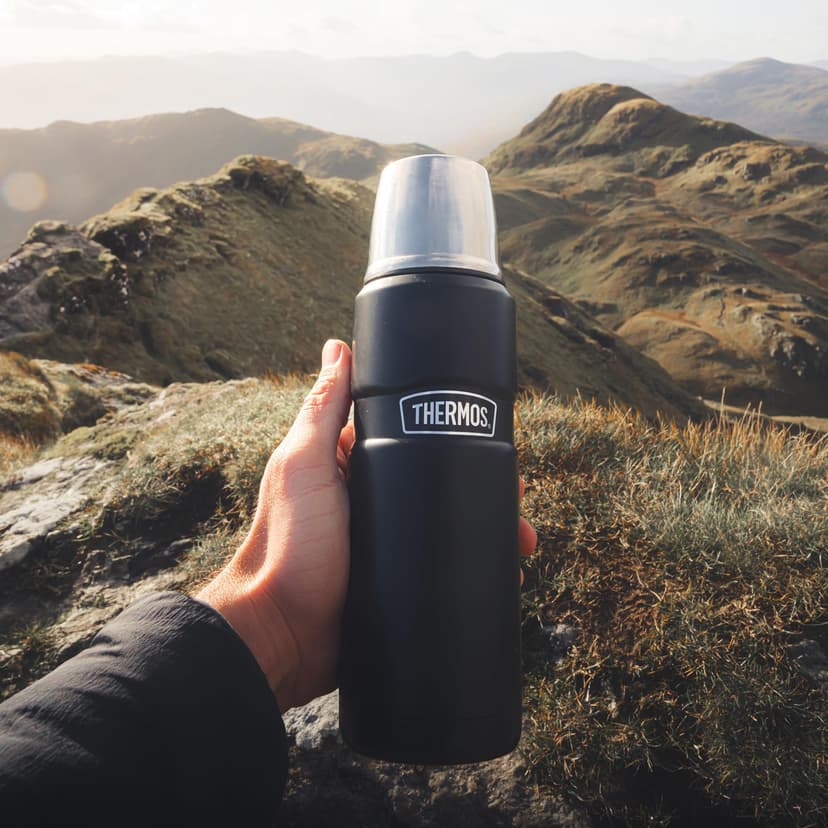 Thermos Stainless King 470ml Multi-Purpose Thermos Flask - Original-Style Flask can be used as Travel Mug or Insulated Water Bottle for Daily Commute & Weekend Adventures – Matt Black - 4